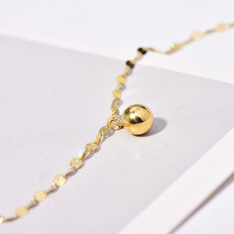 14K Gold Anklet Golden Ball