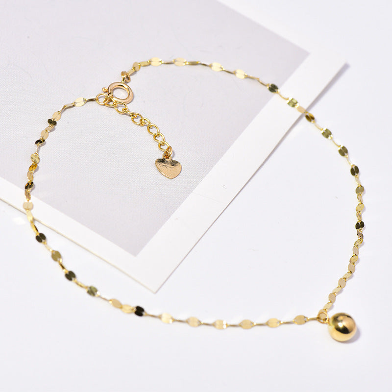 14K Gold Anklet Golden Ball