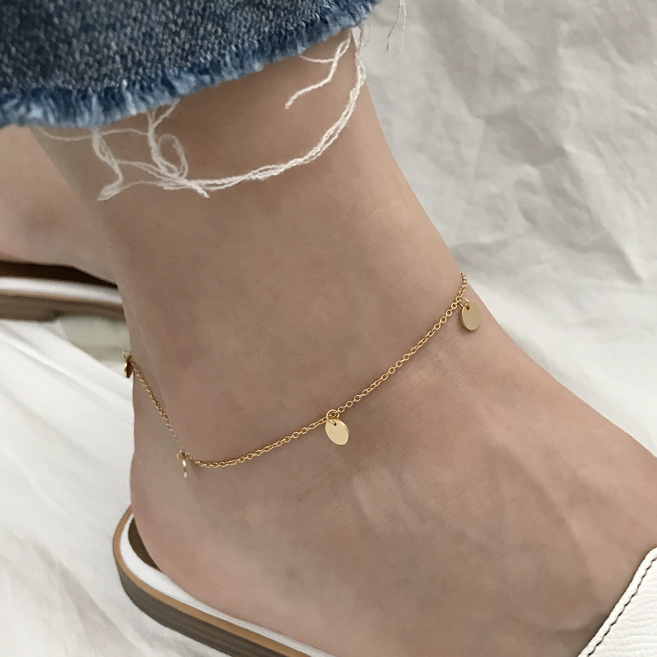 Golden round anklet