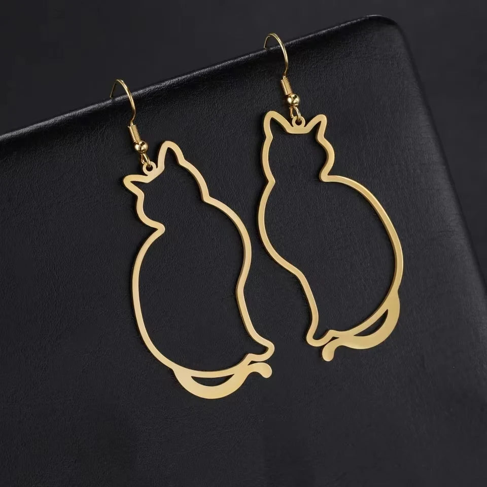 Cat EarringSPECIFICATIONS
Material: Metal
Metals Type: STAINLESS STEEL
Earring Type: drop earrings
Shape\pattern: Animal
Color: Gold Color/Steel Color
Quantity: 1pcs
Feature: NChic ForeverCat Earring