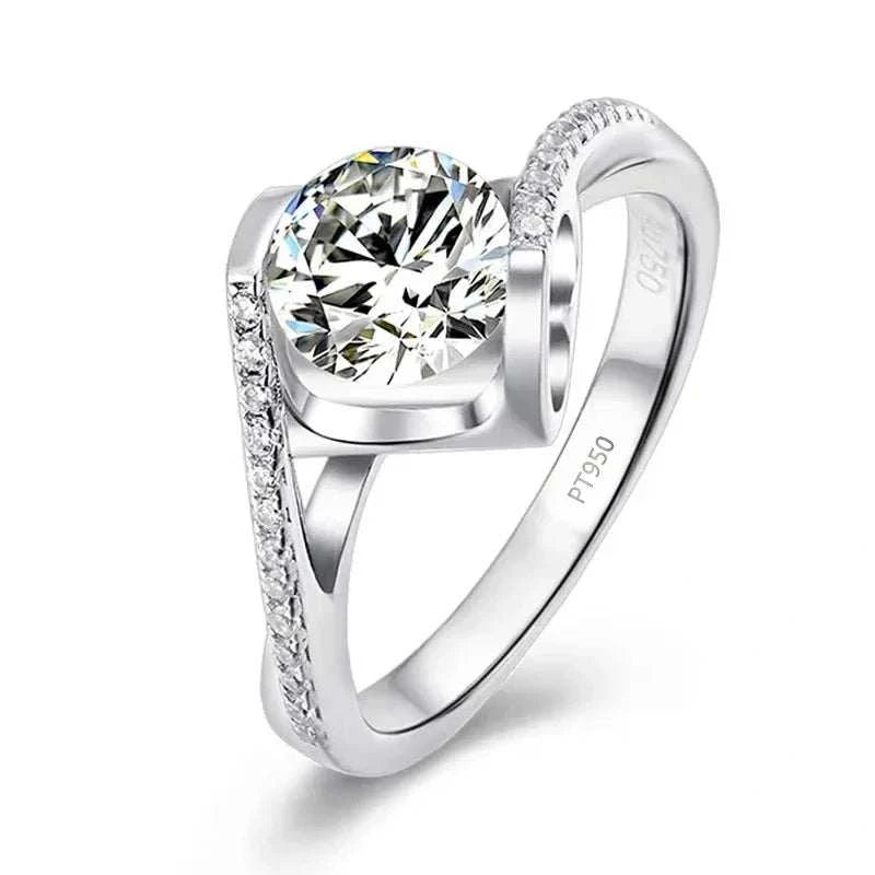 Miya Diamond RingSPECIFICATIONS
Main Stone: Moissanite
Metals Type: PLATINUM
Metal Stamp: PT950
Rings Type: Wedding Bands
Setting Type: Prong Setting
Side Stone: Diamond
Certificate:Chic ForeverMiya Diamond Ring