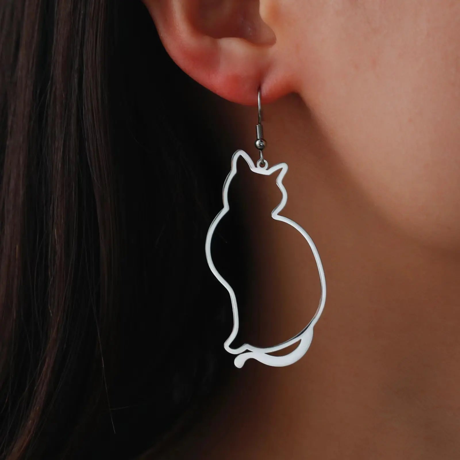 Cat EarringSPECIFICATIONS
Material: Metal
Metals Type: STAINLESS STEEL
Earring Type: drop earrings
Shape\pattern: Animal
Color: Gold Color/Steel Color
Quantity: 1pcs
Feature: NChic ForeverCat Earring